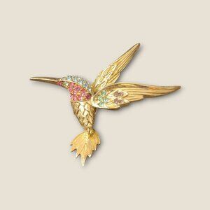 Sphinx Hummingbird Rhinestone Brooch